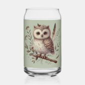 Whimsical Woodland Owl Botanical Illustration ガラス缶 (裏面)