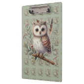 Whimsical Woodland Owl Botanical Illustration クリップボード (左)