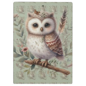 Whimsical Woodland Owl Botanical Illustration クリップボード (裏面)