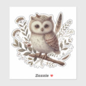 Whimsical Woodland Owl Botanical Illustration シール (シート)