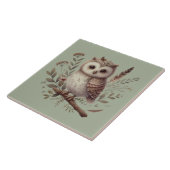 Whimsical Woodland Owl Botanical Illustration タイル (側面)