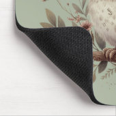 Whimsical Woodland Owl Botanical Illustration マウスパッド (コーナー)