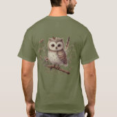 Whimsical Woodland Owl Botanical Illustration Tシャツ (裏面)