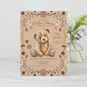 Whimsical Woodland Teddy Bear Baby Shower 招待状 (スタンド正面)