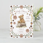 Whimsical Woodland Teddy Bear Baby Shower 招待状 (スタンド正面)