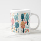Whimsical Woodland Trees Easter Spring Rainbow Art ジャンボコーヒーマグカップ (右)