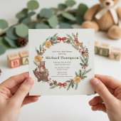 Whimsical Woodland Wreath Baby Shower Invitation 招待状