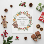 Whimsical Woodland Wreath Baby Shower Invitation 招待状