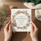 Whimsical Woodland Wreath Baby Shower Invitation 招待状