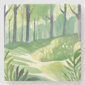 Whimsical Woods | Forest Watercolor Landscape ストーンコースター (正面)
