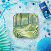 Whimsical Woods | Forest Watercolor Landscape ペーパープレート (パーティー)