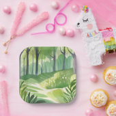 Whimsical Woods | Forest Watercolor Landscape ペーパープレート (パーティー)
