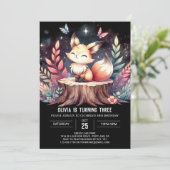 Whimsical Woods Fox Birthday 招待状 (スタンド正面)