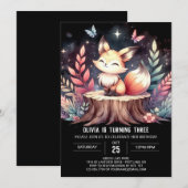 Whimsical Woods Fox Birthday 招待状 (正面/裏面)