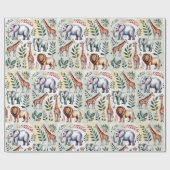 Whimsical wrapping paper featuring elephants, lion ラッピングペーパー (フラット)