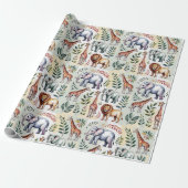 Whimsical wrapping paper featuring elephants, lion ラッピングペーパー (アンロールド)