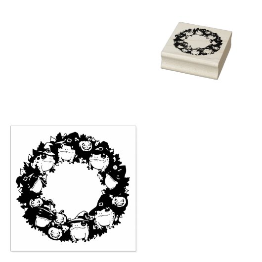 Whimsical Wreath Adorned With Toads Jackolanterns ラバースタンプ (押印)