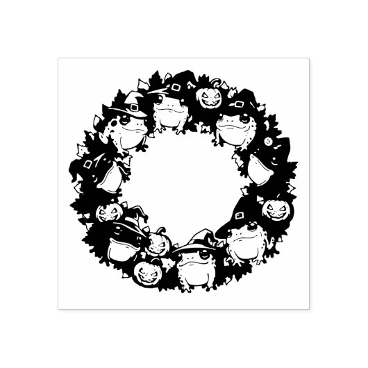 Whimsical Wreath Adorned With Toads Jackolanterns ラバースタンプ (インプリント)