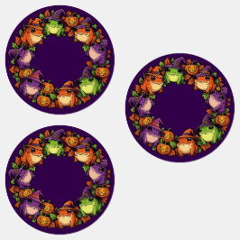 Whimsical Wreath Adorned With Toads Jackolanterns ラベル