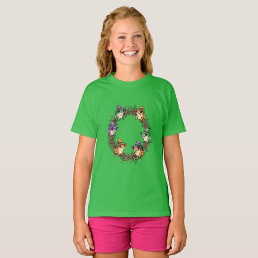 Whimsical Wreath Border Adorned With Witchy Toads Tシャツ (正面フル)