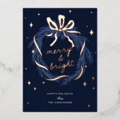 Whimsical Wreath Foil Christmas Holiday Card 箔シーズンカード (正面)