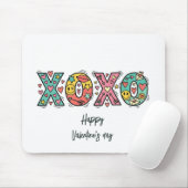 Whimsical "XOXO"Hearts Happy Valentine's Day  マウスパッド (マウス)