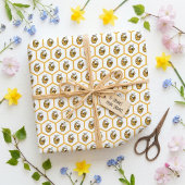 Whimsical Yellow Beehive and Bumblebee Pattern ラッピングペーパー