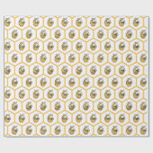 Whimsical Yellow Beehive and Bumblebee Pattern ラッピングペーパー (フラット)