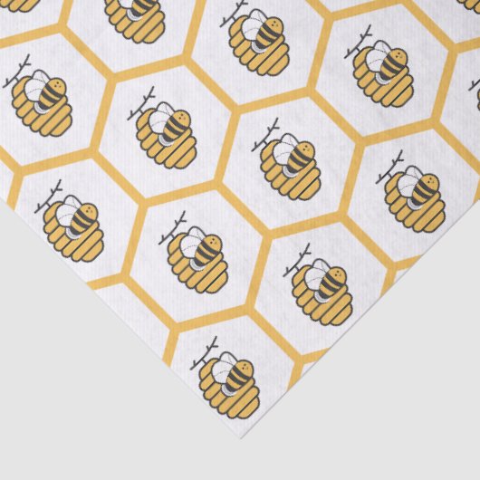 Whimsical Yellow Beehive and Bumblebee Pattern 薄葉紙 (詳細)