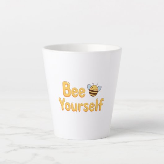 Whimsical Yellow Bumblebee and Quote カフェラテマグ (正面)