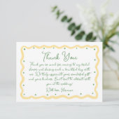 Whimsical Yellow Green Hand Painted Bridal Shower サンキューカード (スタンド正面)