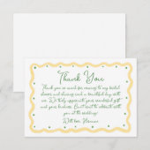 Whimsical Yellow Green Hand Painted Bridal Shower サンキューカード (正面/裏面)