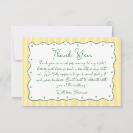 Whimsical Yellow Green Hand Painted Bridal Shower サンキューカード