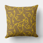 Whimsical Yellow Rope Patterns on Brown Back クッション (裏面)