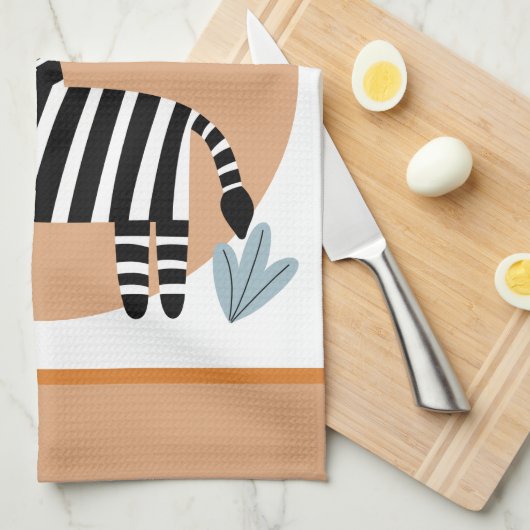 Whimsical Zebra Scandinavian Influenced キッチンタオル (四つ折り)
