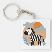 Whimsical Zebra Scandinavian Influenced キーホルダー (正面)
