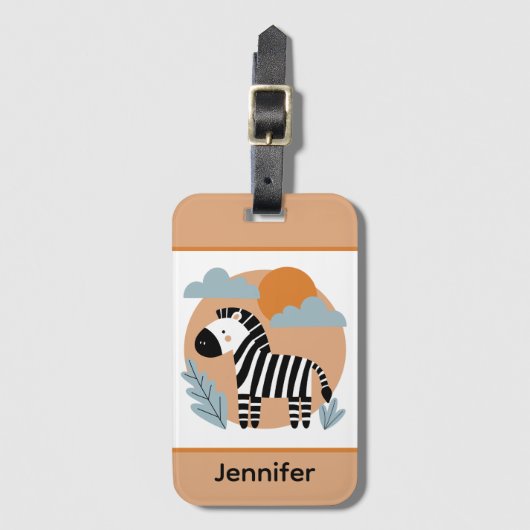 Whimsical Zebra Scandinavian Influenced ラゲッジタグ (正面縦)