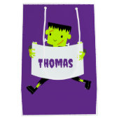 Whimsical Zombie Party Halloween Trick or Treat ミディアムペーパーバッグ (裏面)