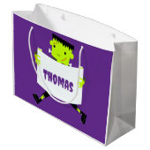 Whimsical Zombie Party Halloween Trick or Treat ラージペーパーバッグ (裏面アングル)