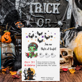 Whimsical Zombie Pilot Airplane Cute Ghosts & Bats 招待状