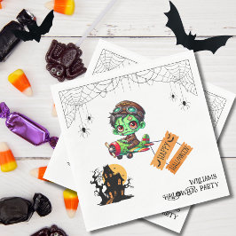 Whimsical Zombie Pilot Airplane Kids Halloween  スタンダードランチョンナプキン