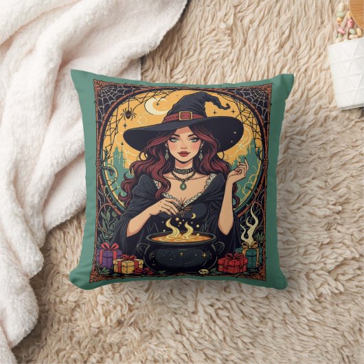 Whimsically Enchanting Witch With Spiders クッション (ブランケット)