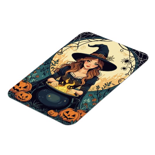 Whimsically Enchanting Witch With Spiders  マグネット (左側)