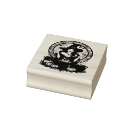 Whimsically Enchanting Witch With Spiders ラバースタンプ