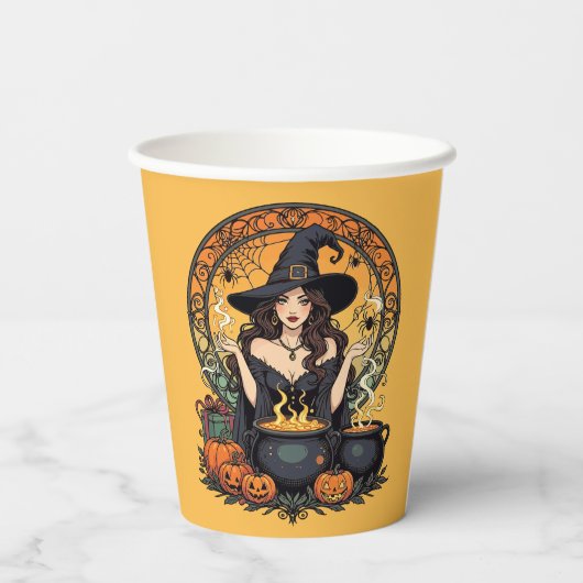 Whimsically Enchanting Witch With Spiders 紙コップ (裏面)