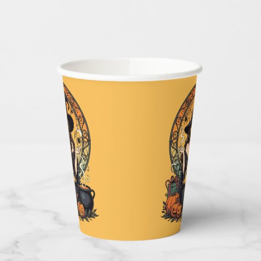 Whimsically Enchanting Witch With Spiders 紙コップ (左)