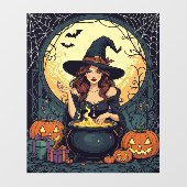 Whimsically Enchanting Witch With Spiders and Jack ウィンドウサイン (シート)