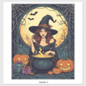 Whimsically Enchanting Witch With Spiders and Jack シール (シート)