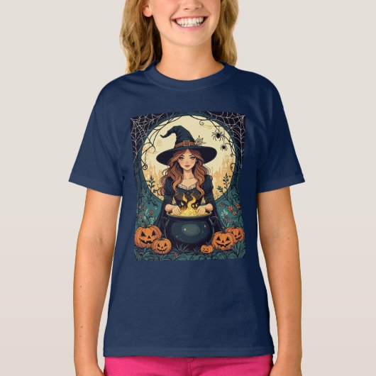 Whimsically Enchanting Witch With Spiders Tシャツ (正面)
