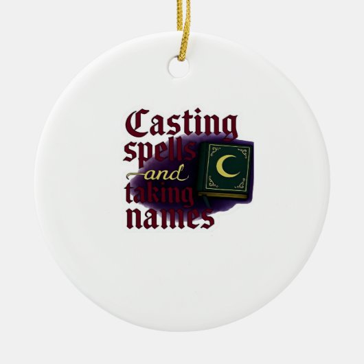 Whimsigothファンタジー – 神秘的な森、月&等 セラミックオーナメント (正面)